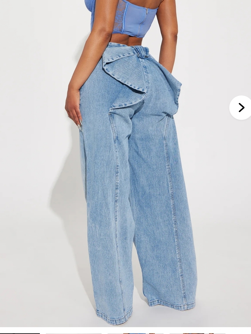 Fashion Nova Brianca Bow Wide Leg Jeans Size 15